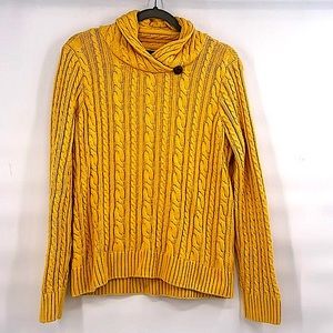 Jeanne Pierre yellow cable knit sweater size medium
